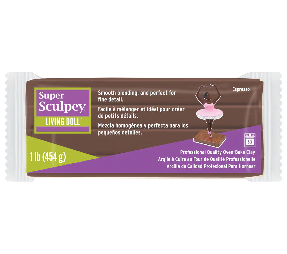 Super Sculpey - Living Doll Espresso, 1 lb