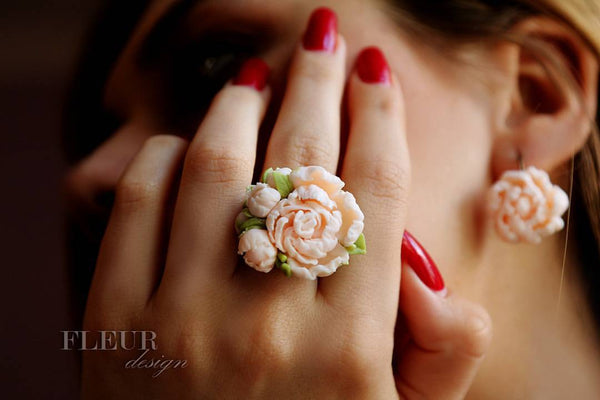 Flower Ring and Earrings