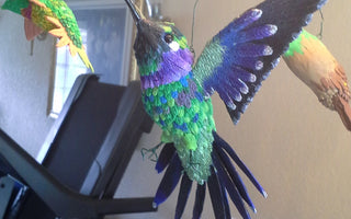 Blue and Green Hummingbird Sculpture