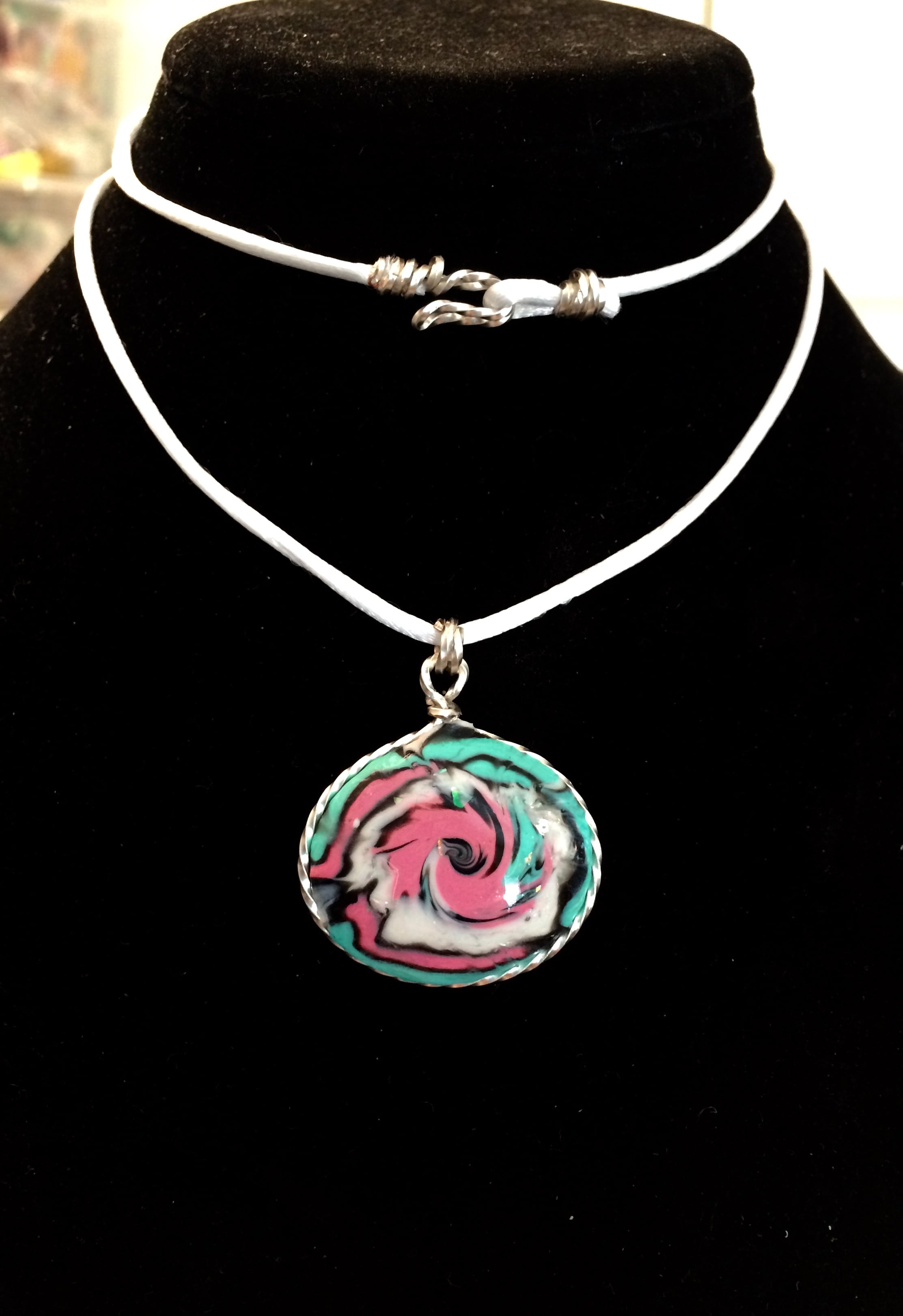 Pink, White, and Blue Swirled Necklace