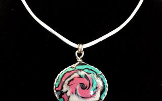 Pink, White, and Blue Swirled Necklace