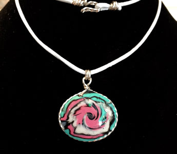 Pink, White, and Blue Swirled Necklace