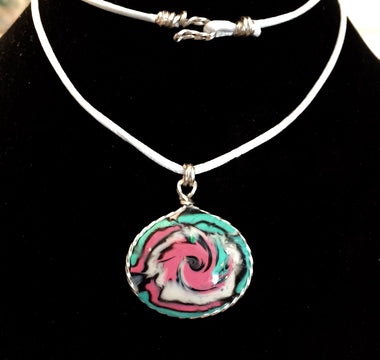 Pink, White, and Blue Swirled Necklace