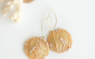 Beige Textured Earrings