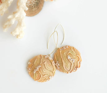 Beige Textured Earrings