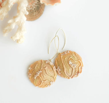 Beige Textured Earrings