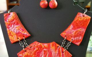 Red Necklace and Earrings