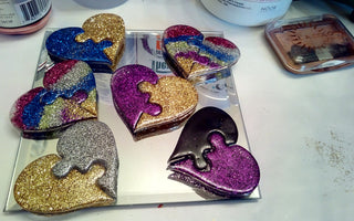 Glittery Puzzle Hearts