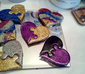 Glittery Puzzle Hearts