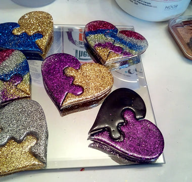 Glittery Puzzle Hearts