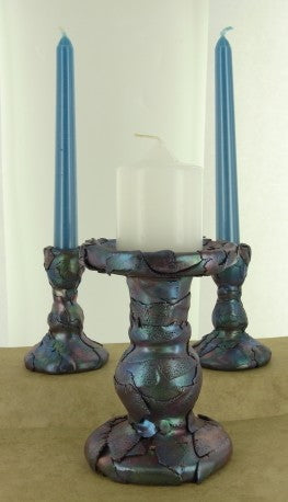 Premo! Faux Raku Covered Candlestick Holders  (Syndee Holt)