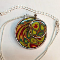 Premo! Sculpey Mokume Gane Double Pendant  Necklace w/ Ice Resin Finish (Amy Koranek)