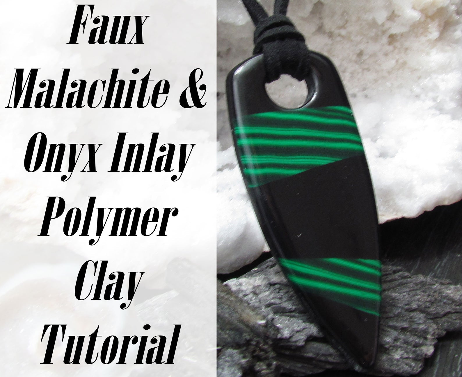 Faux Malachite & Onyx Polymer Clay Pendant Video Tutorial
