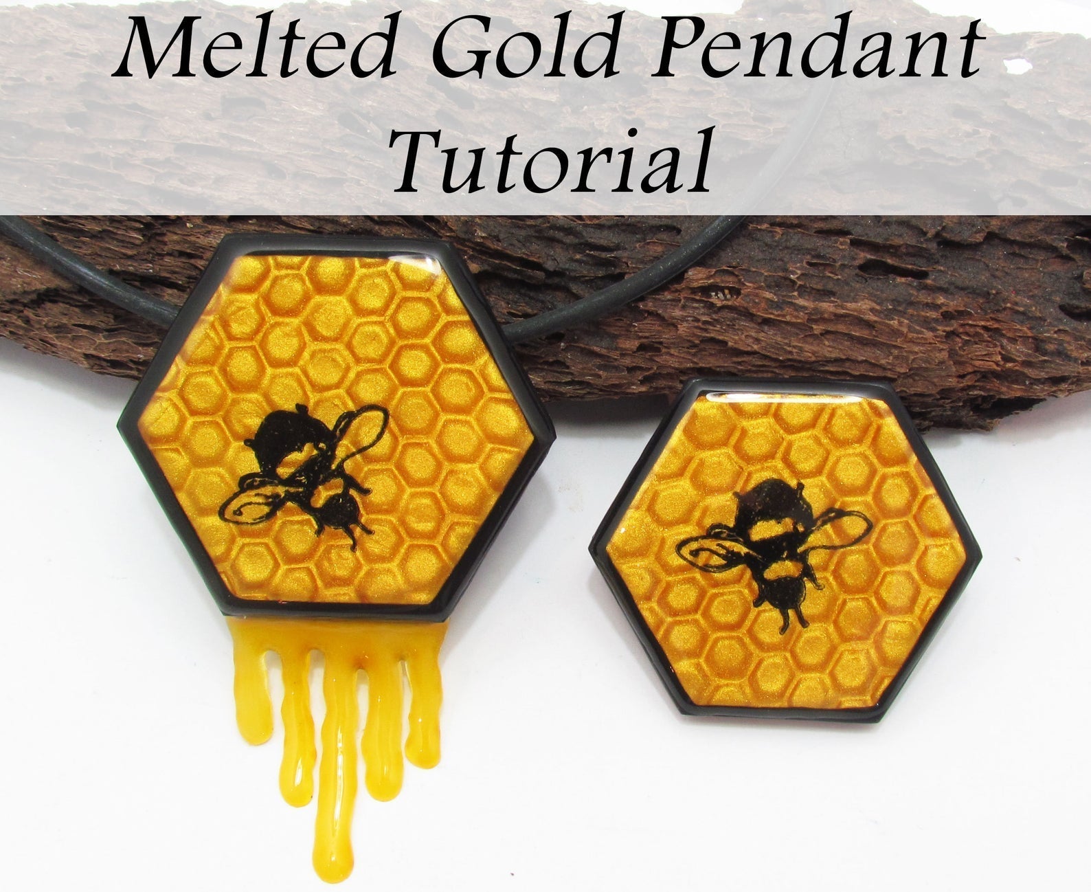Melted Gold Polymer Clay Pendent Video Tutorial