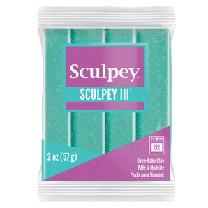 Sculpey III - Turquoise Glitter, 2 oz
