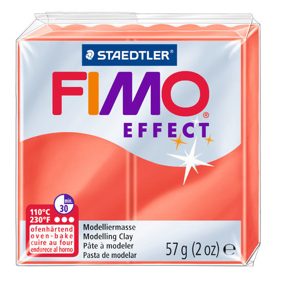 Fimo Effect Translucent Serie Polymer Clay, Red translucent, Nr